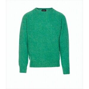 HOWLIN Vibrant Green Wool Sweater With Classic Crew Neckline
